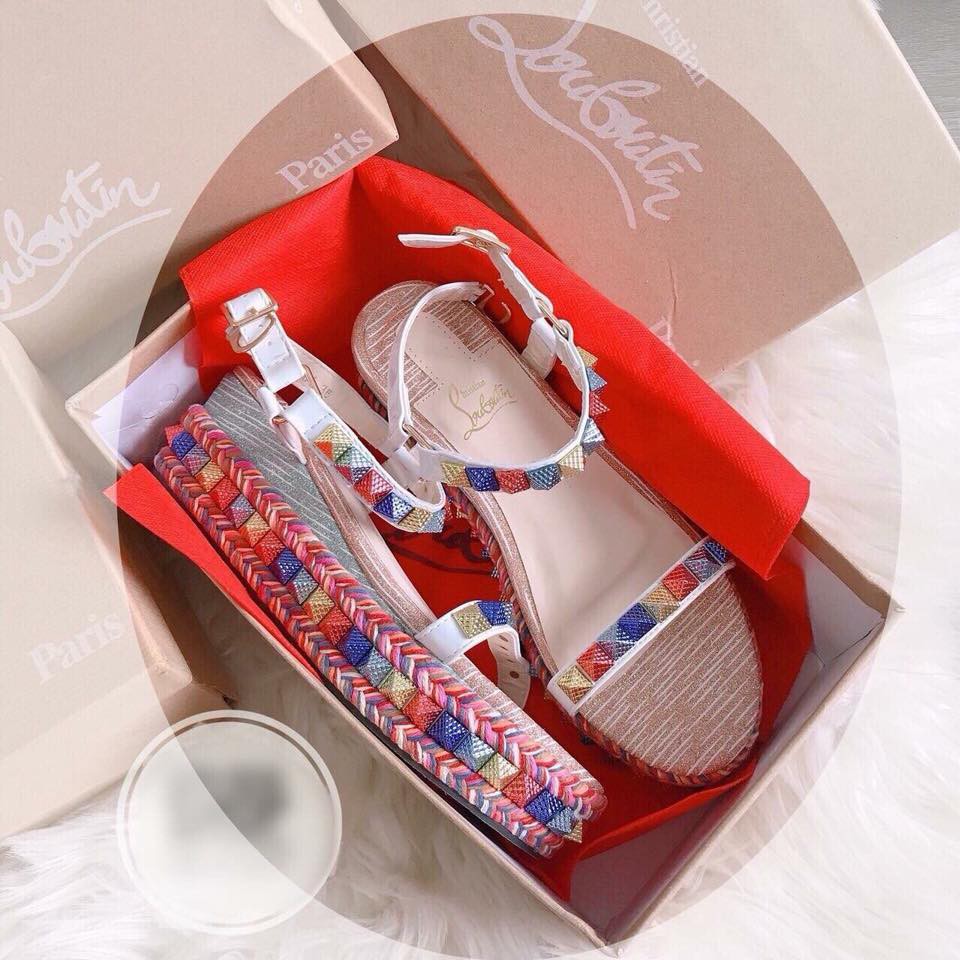 Sandal louboutin đá màu super hình thật