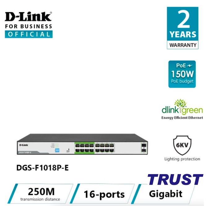 D-LINK DES-F1026P-E - Bộ chia cổng mạng có PoE 24 cổng 100Mbps và Gigabit Combo - Hàng Chính Hãng