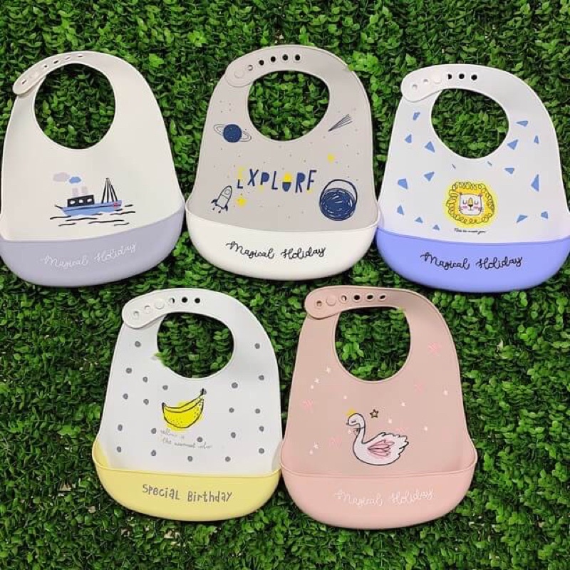 [RẺ NHẤT HCM] Yếm ăn dặm slicon có máng tiện lợi dễ vệ sinh an toàn với bé