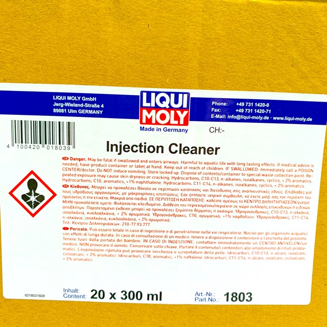 Liqui Moly Injection Cleaner 1803 300ML - Phụ Gia Súc Béc Xăng Kim Phun Tẩy Muội Than Carbon - Made in Germany