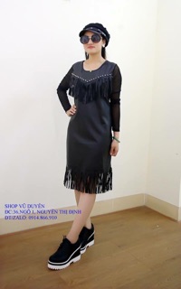 Sale váy da phối ren
