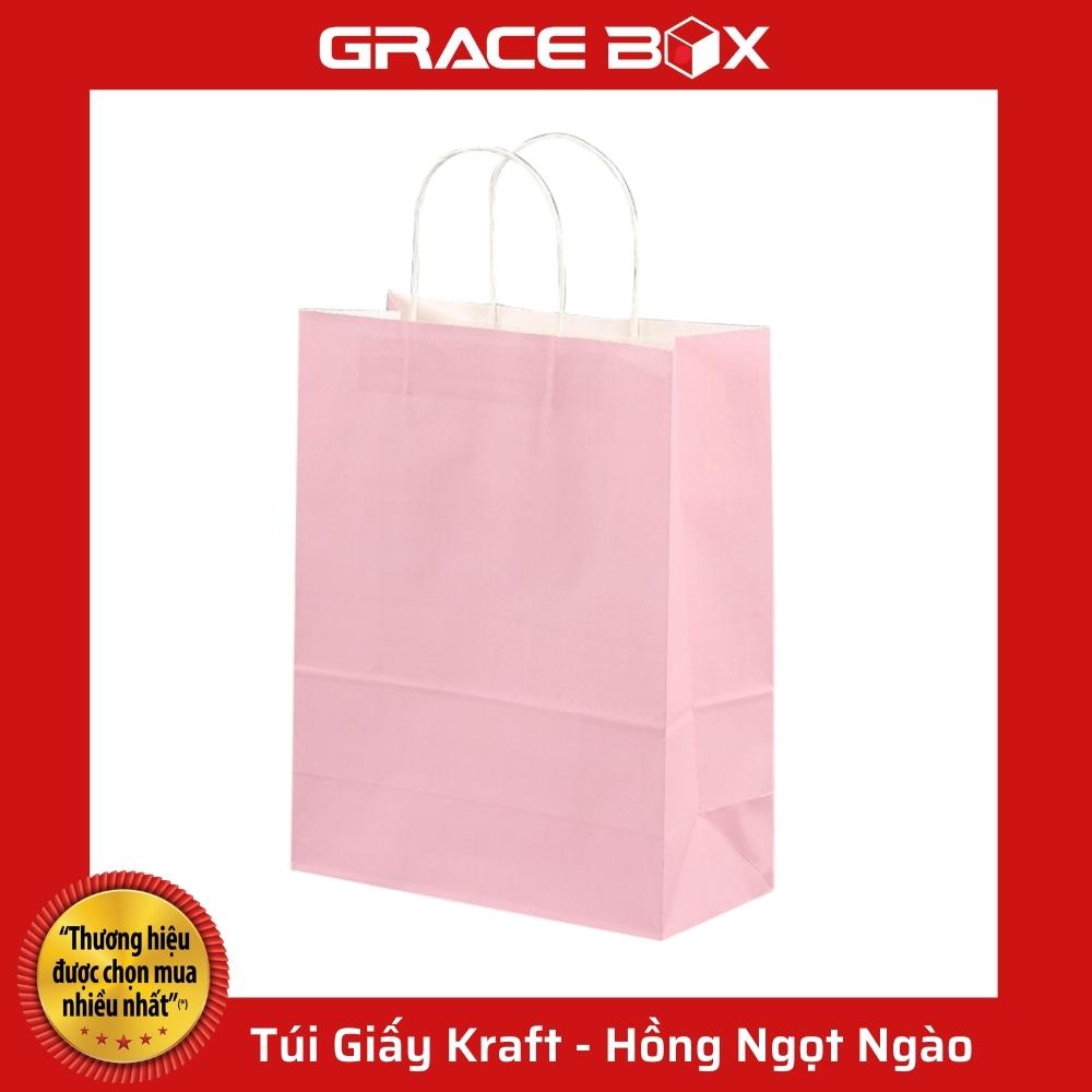 {Giá Sỉ} Túi Giấy Kraft Nhật Cao Cấp - Size 26 x 12 x 33 cm - Màu Hồng Nhạt - Siêu Thị Bao Bì Grace Box