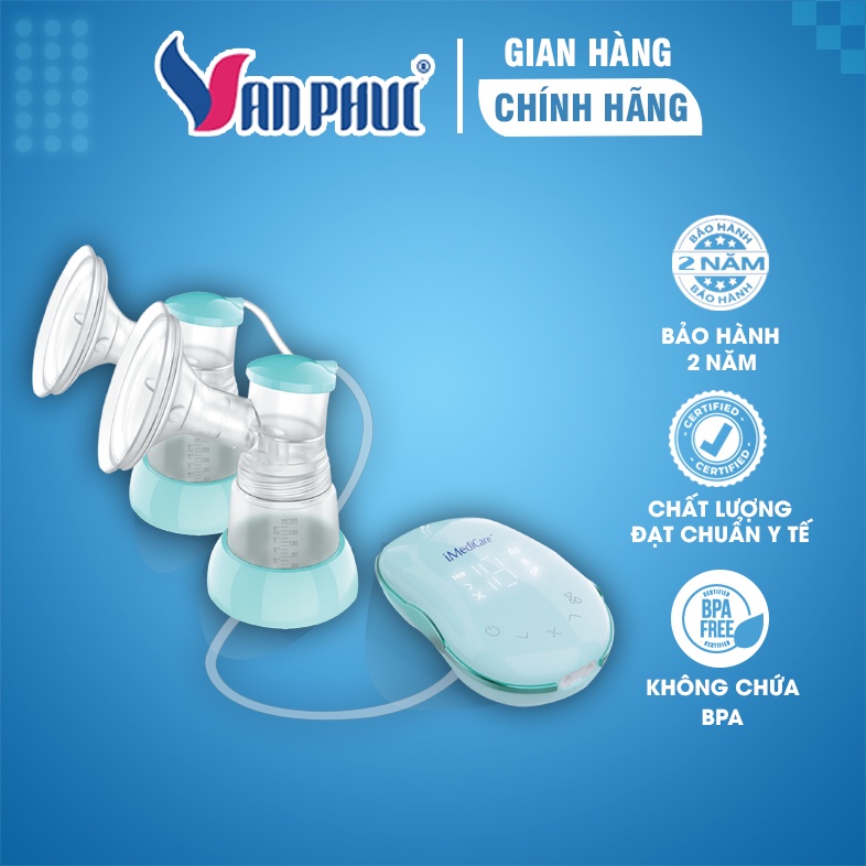 Máy hút sữa điện đôi 3 chức năng, 18 cấp độ hút, massage, kích sữa iMediCare iBP-8D (NEW) (CHÍNH HÃNG)