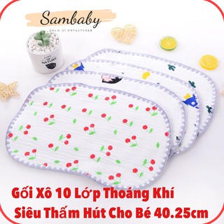 [LOẠI 1]Gối Xô 10 Lớp Thoáng Khí Thấm Hút Mồ Hồi Cho bé Sơ Sinh 40.25cm