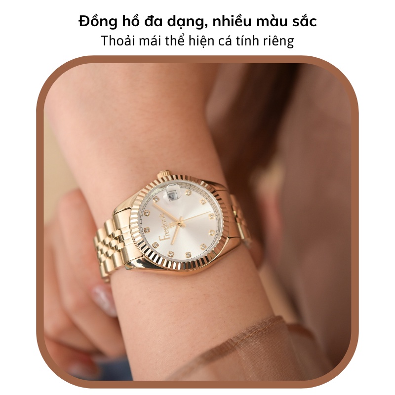 Đồng hồ Freelook FL.1.10214 nữ đẹp mặt nhỏ đính đá, mặt kính chống xước, chống nước, dây thép cao cấp chính hãng