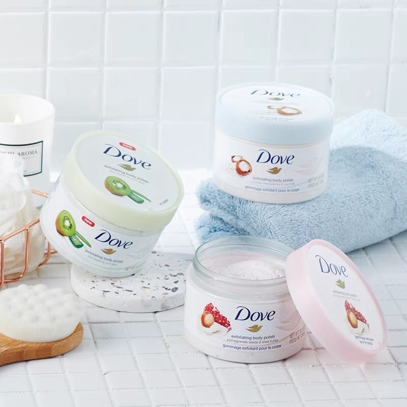 Combo 3 hũ tẩy tế bào chết Dove 50g*3 mùi lựu, macca, kiwi