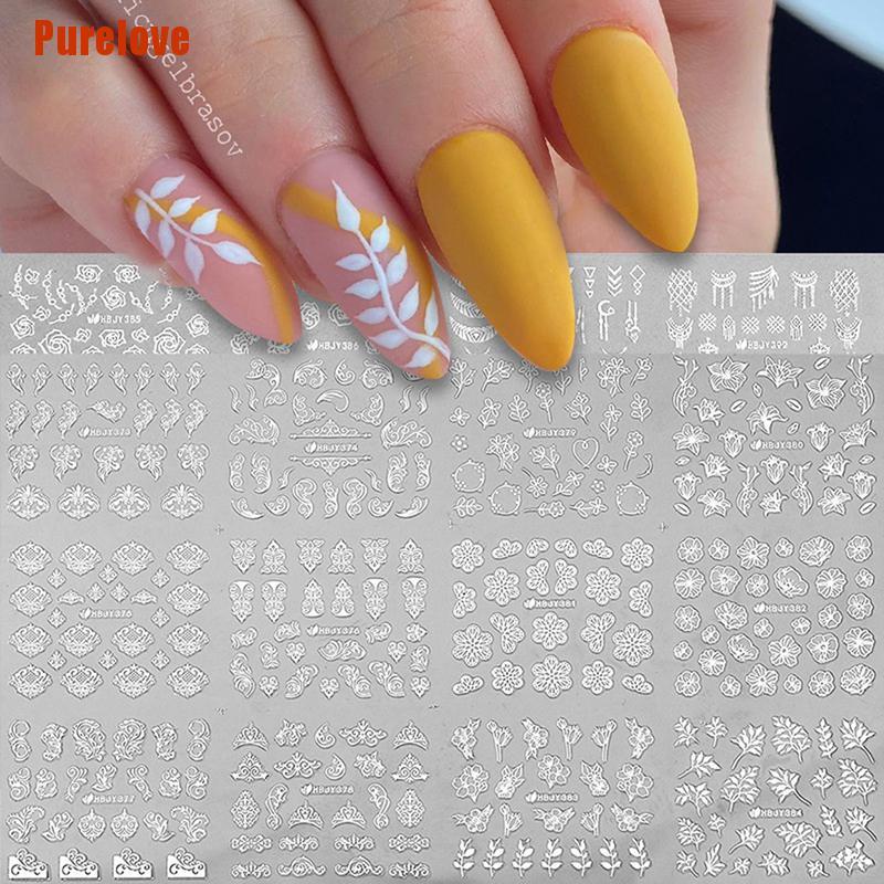 Miếng Dán Trang Trí Móng Tay 3D Họa Tiết Hoa Lá Xinh Xắn