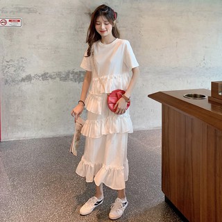 [ Sẵn Xám ] [HOT] Đầm dài nhiều tầng / Đầm maxi dài phối bèo