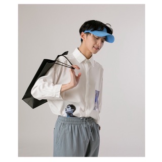 THINKER shirt/ sơ mi Hàn trắng đen