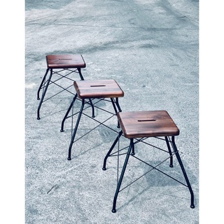 Ghế đôn mặt gỗ sắt sơn tĩnh điện - spider chair