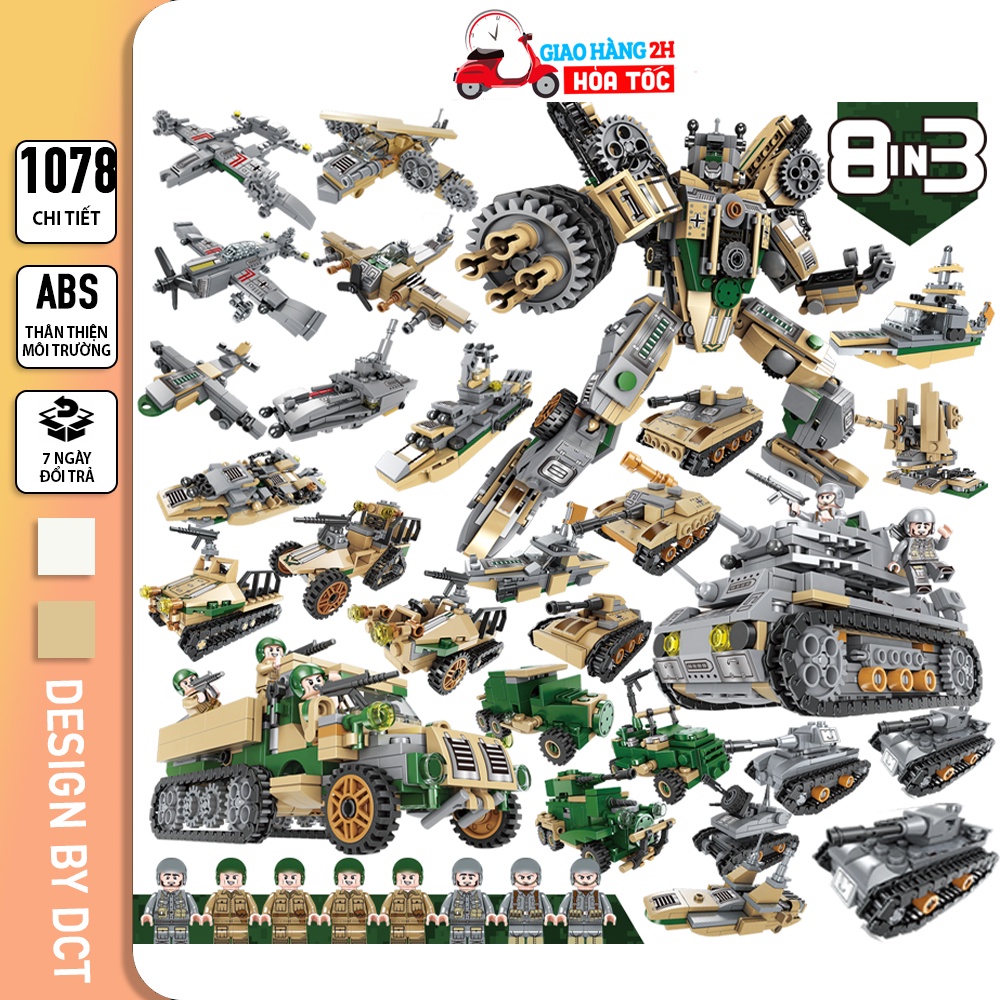 Bộ đồ chơi lego Xe Tăng, Lego người máy biến hình , Mô hình lắp ghép lego ROBOT cho bé trai