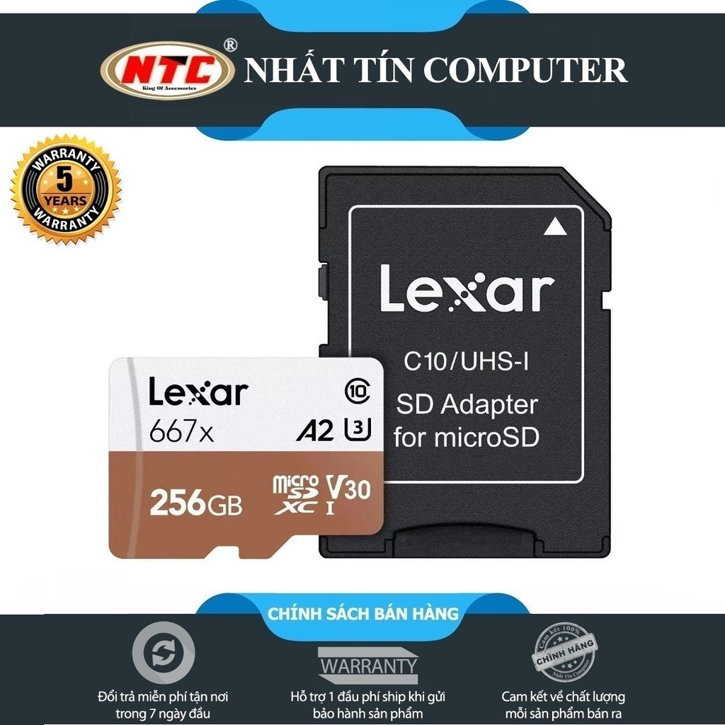 Thẻ Nhớ MicroSDXC Lexar Professional 667X V30 U3 4K A2 256GB R100MB/s W90MB/s (Vàng)