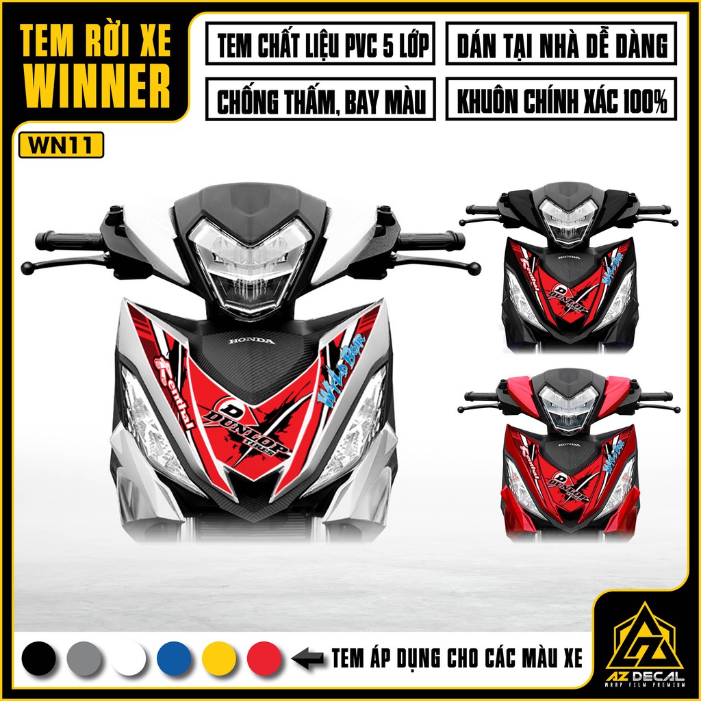 [New] Tem Rời Honda Winner 150 Mẫu Dunlop |WN11|Chất Liệu PVC 5 Lớp, Chống Thấm Nước, Chống Bay Màu