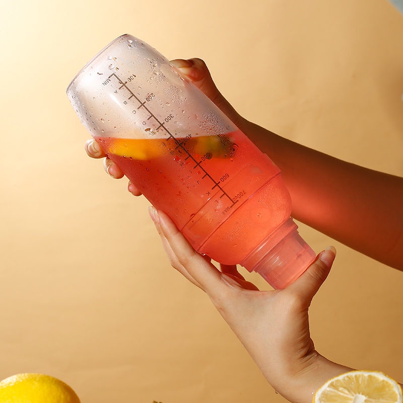 Bộ Cốc Uống Trà Sữa Bằng Nhựa PC Trong Suốt Có Thang Đo Lường Tiện Lợi