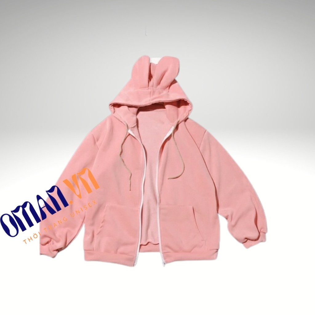Áo khoác nỉ Hoodie Dây Kéo TAI THỎ form rộng áo nỉ bông ulzzang Cá Tính Unisex Oman | BigBuy360 - bigbuy360.vn