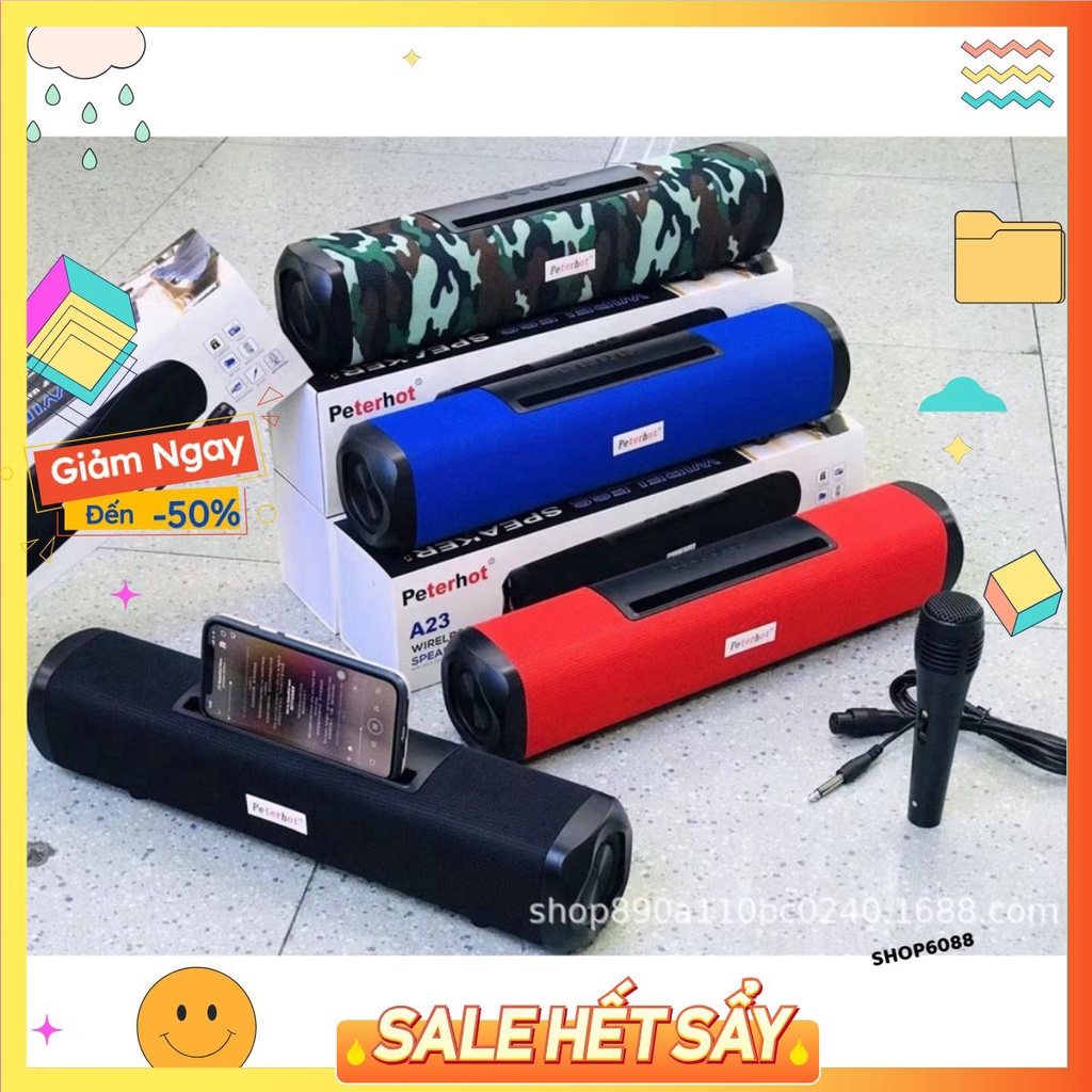 Loa Bluetooth hát karaoke A23-Bass Cực Mạnh, Tặng mic hát kèm theo Hàng Cao Cấp Hỗ Trợ Thẻ Nhớ, U