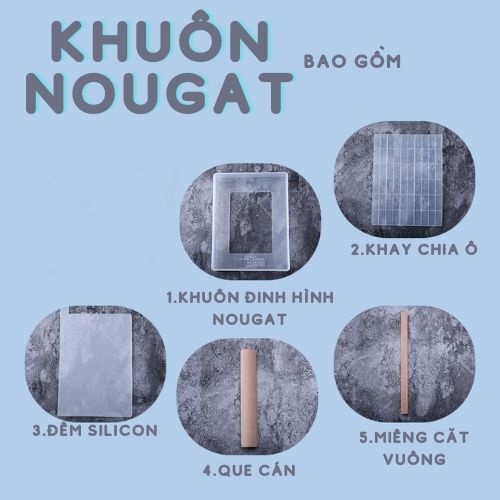 Khay làm kẹo nougat, Khuôn làm kẹo Hạnh Phúc trọn bộ 60 cái phù hợp cho gia đình