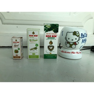 Combo 1 đèn xông tinh dầu + 1 tinh dầu tràm 100ml + 1 tinh dầu sả chanh 100ml + 1 tinh dầu quế 10ml