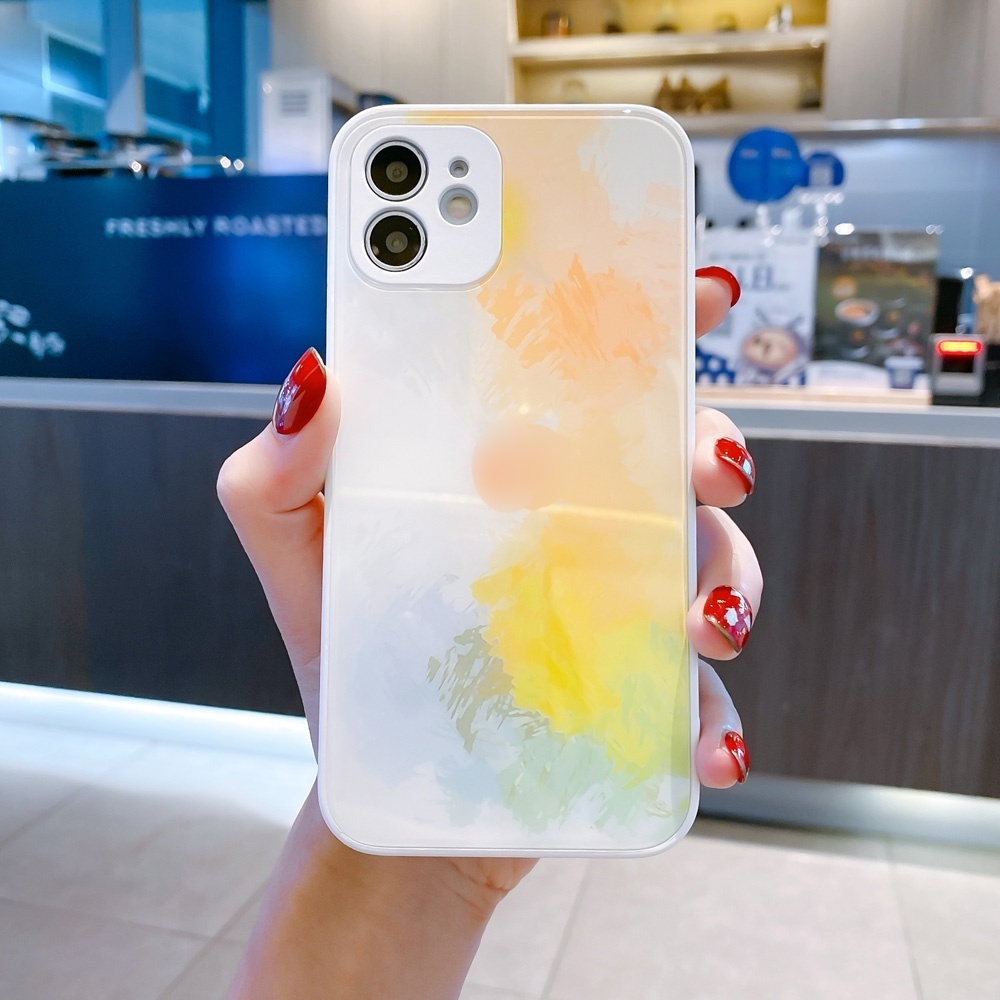 Ốp điện thoại mặt kính màu nước sáng tạo thích hợp cho iPhone 12 11 Pro Max XS Max XR x 8 7 plus