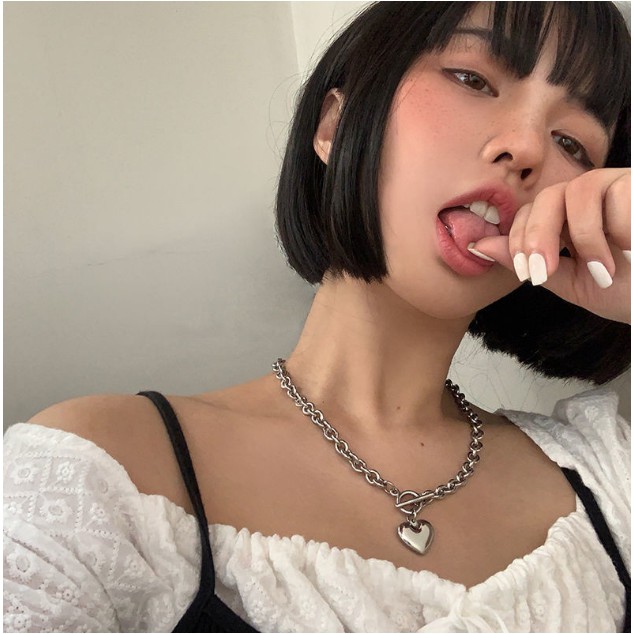 Vòng Cổ Choker Mặt Trái Tim Phong Cách Harajuku Cổ Điển