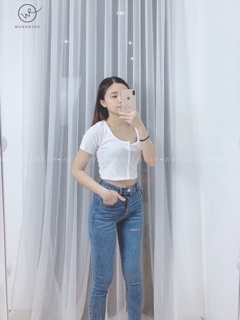 Quần jean bó rách gấu