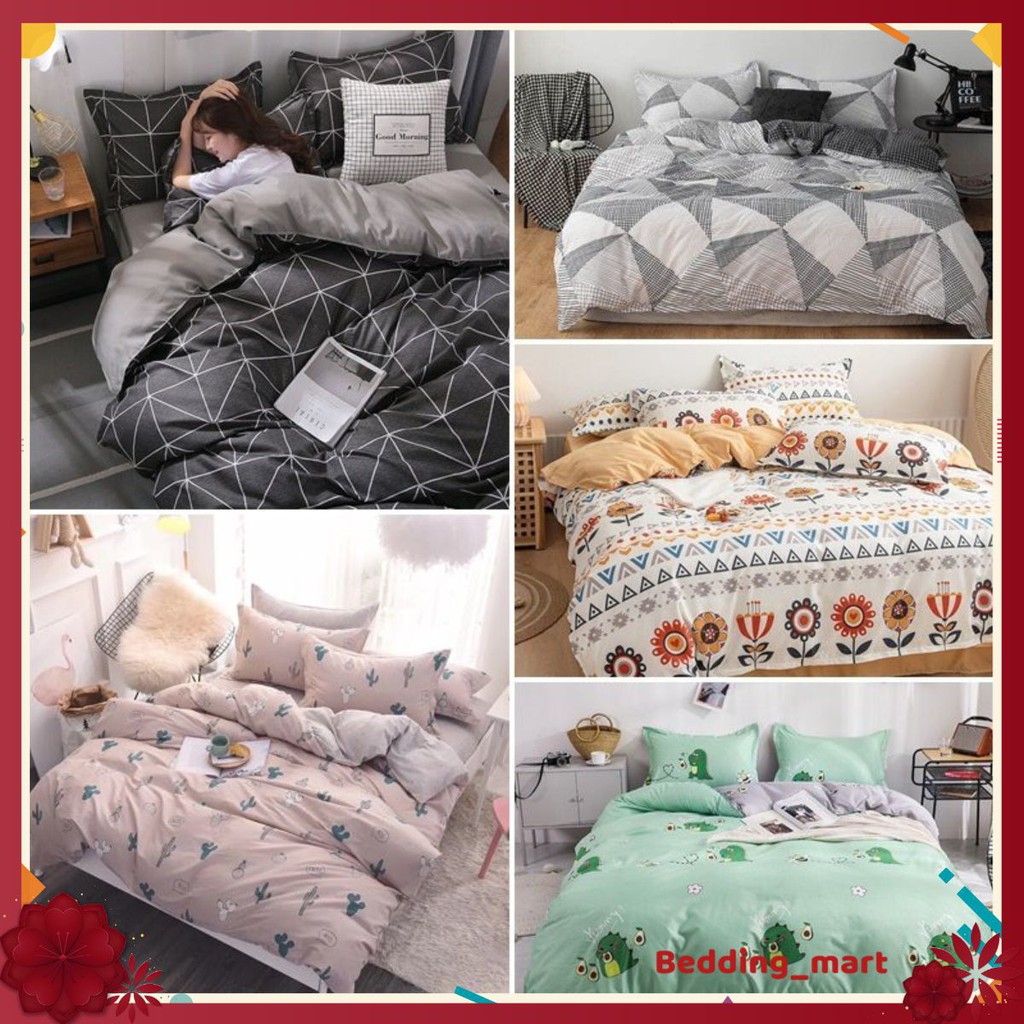 Bộ chăn ga gối cotton poly nhập khẩu bộ 4 món Chăn, ga , 2 vỏ gối