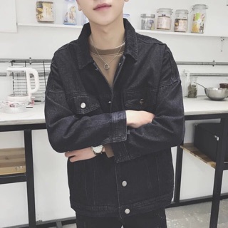 ÁO KHOÁC JEAN UNISEX ĐEN (hình thật)