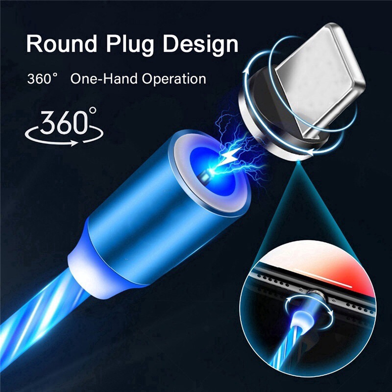 Dây cáp sạc nhanh cho iPhone / Android có đèn LED nhiều màu