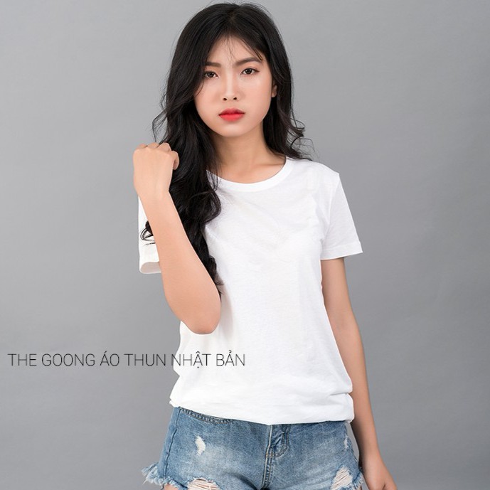 ÁO THUN TRƠN NỮ NHẬT BẢN 100% COTTON THOÁNG MÁT - TRẮNG | BigBuy360 - bigbuy360.vn