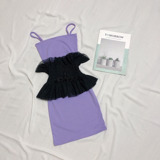 Đầm 2 dây ôm body màu tím