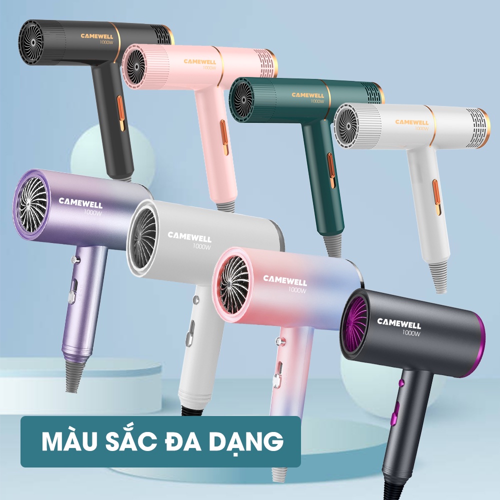Máy sấy tóc mini CameWell chính hãng tạo kiểu tóc chuyên nghiệp 1000W 2 chiều nóng lạnh