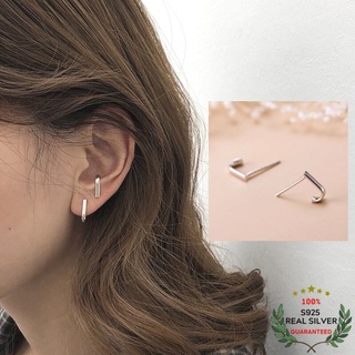 Bông Tai Bạc S925 Chữ J Trẻ Trung Cá Tính | Khuyên Tai Nữ Trang Sức Bạc Thời Trang