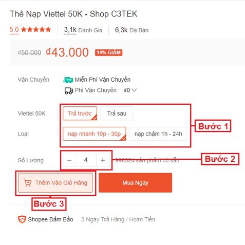 Combo Thẻ Viettel - Thanh Toán Đường Truyền INTERNET VIETTEL - C3TEK STORE