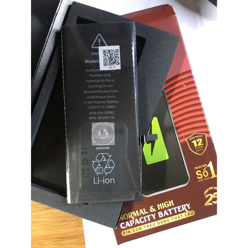 Pin iPhone 6 Plus dung lượng cao 3600mah chính hãng Bison- BH 12 tháng