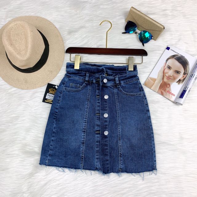 Chân váy jeans cotton cạp cao - có lót, ảnh thật | BigBuy360 - bigbuy360.vn