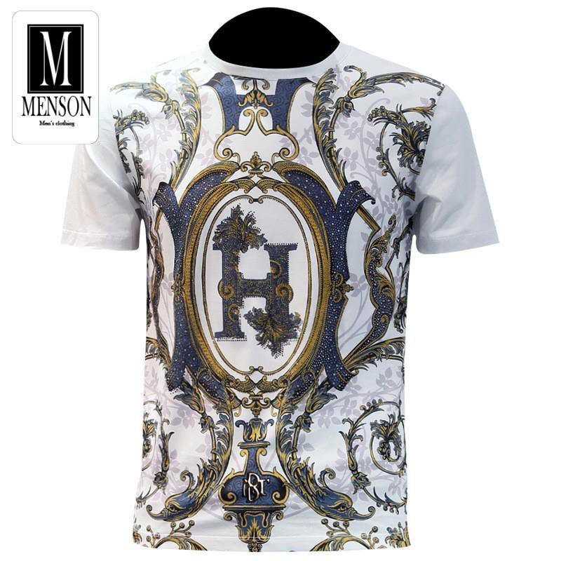 Áo Phông Nam Siêu Cấp Phong Cách Trẻ Trung Sang Trọng - Áo Thun Nam Lụa Chất Mát In Hình Đính Đá Cao Cấp MENSON M1115 | BigBuy360 - bigbuy360.vn