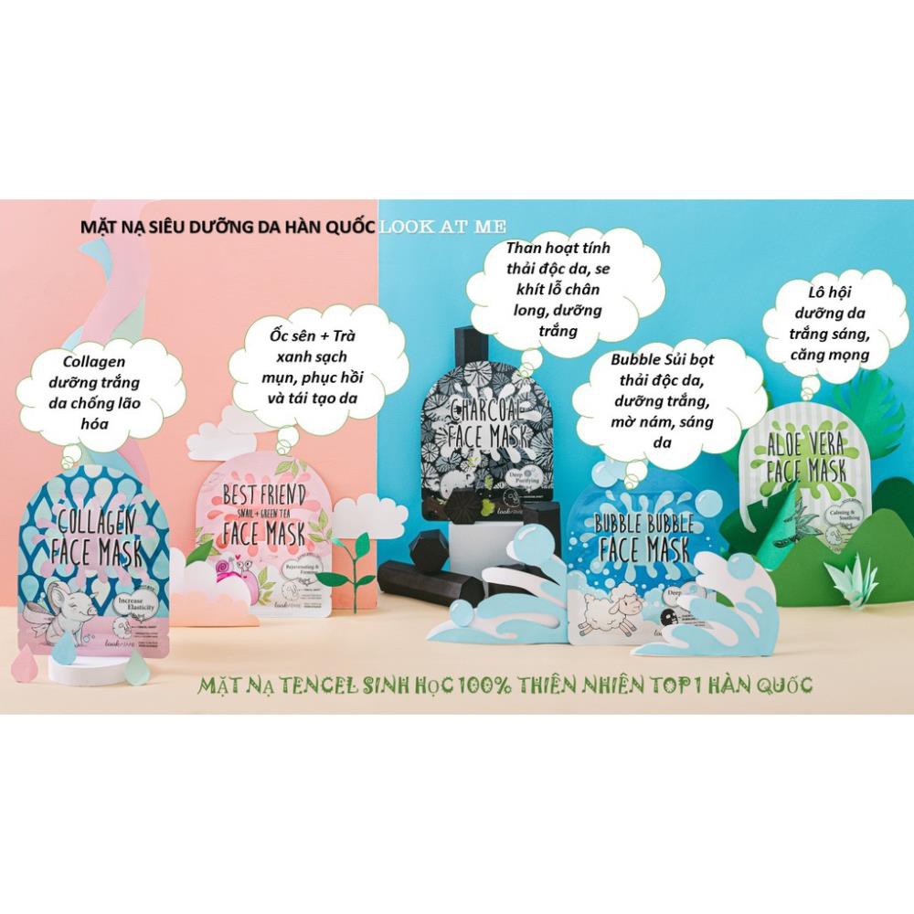 Mặt Nạ Dưỡng Trắng Da Than Hoạt Tính LOOKATME CHARCOAL Face Mask 25ml HAJAKO