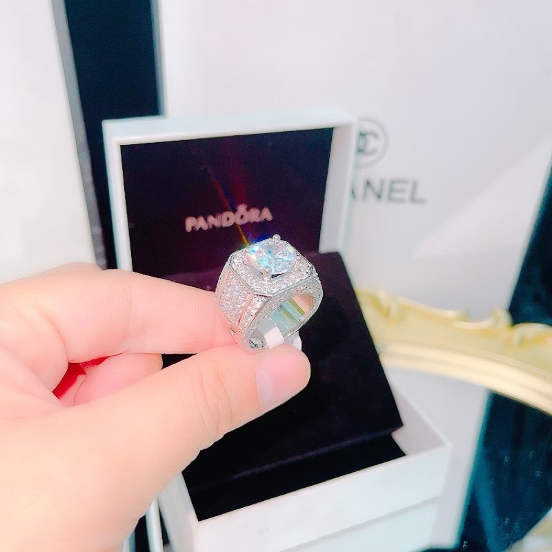 Nhẩn nam full xoàn mạ bạch kim
