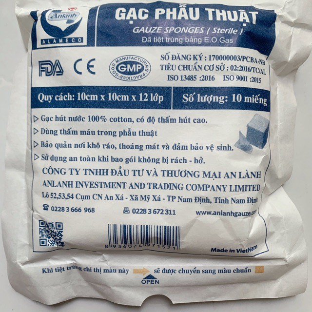 GẠC PHẪU THUẬT AN LÀNH 12 lớp (1 bịch x 10 gói)