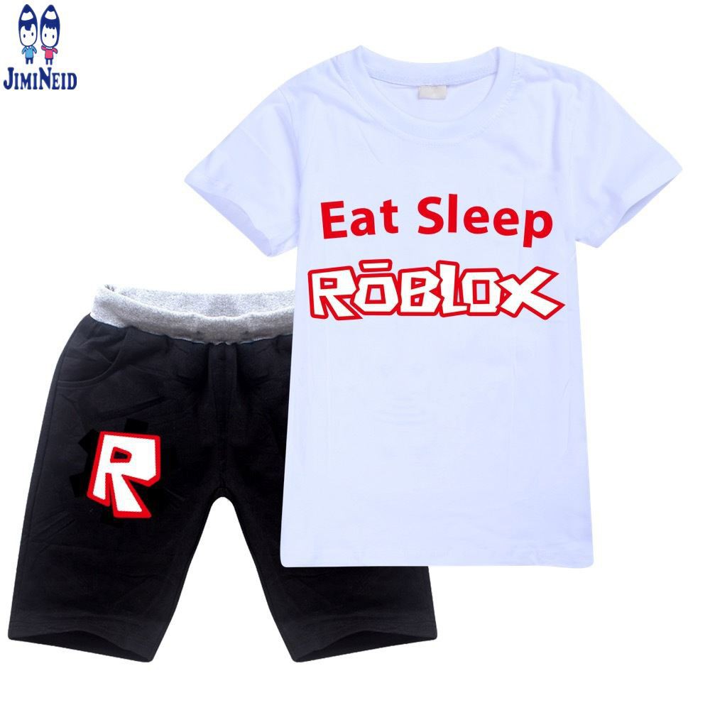 【JD】Summer hot sale ROBLOX Children's  Suit Pure Cotton Boys and Girls Short-sleeved cotton T-shirt + shorts 2-piece set