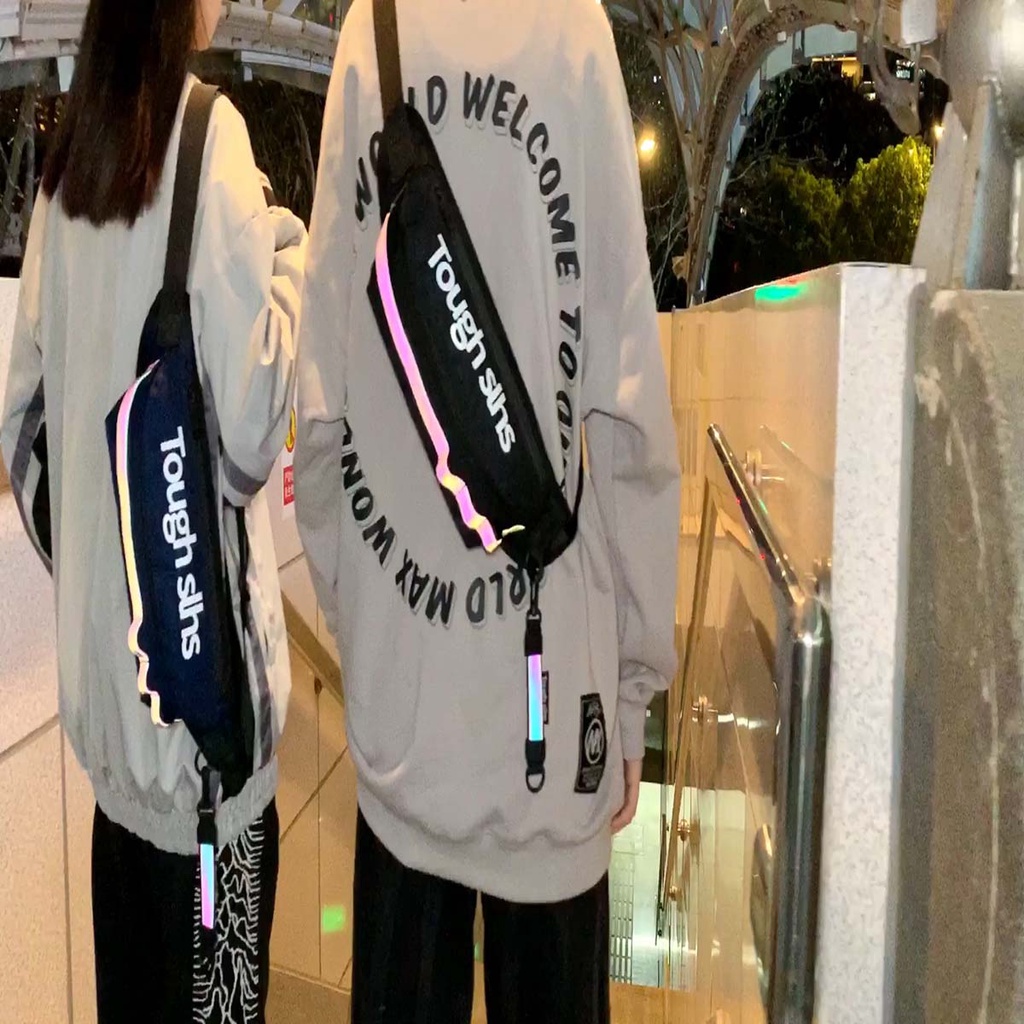 Túi Đeo Hông Vải Thể Thao Nhỏ Gọn, Thiết Kế Dải Phản Quang, Dành Cho Nam Nữ Phong Cách Hàn Quốc | BigBuy360 - bigbuy360.vn