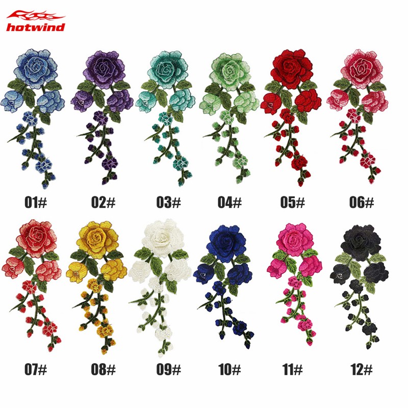 Miếng Thêu Hình Bông Hoa Trang Trí Quần Áo 12 Màu Tùy Chọn