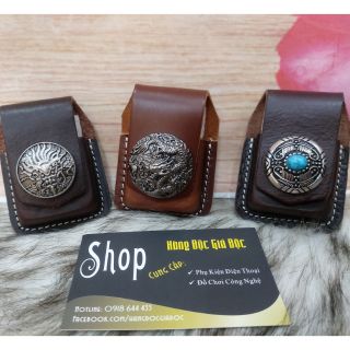 Bao da đừng bật lửa Zippo hàng cao cấp da thật 100%