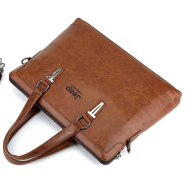 Túi xách cặp da công sở JEEP BULUO T04 42x32x7cm (Nâu đậm - Nâu sáng - Đen) | BigBuy360 - bigbuy360.vn