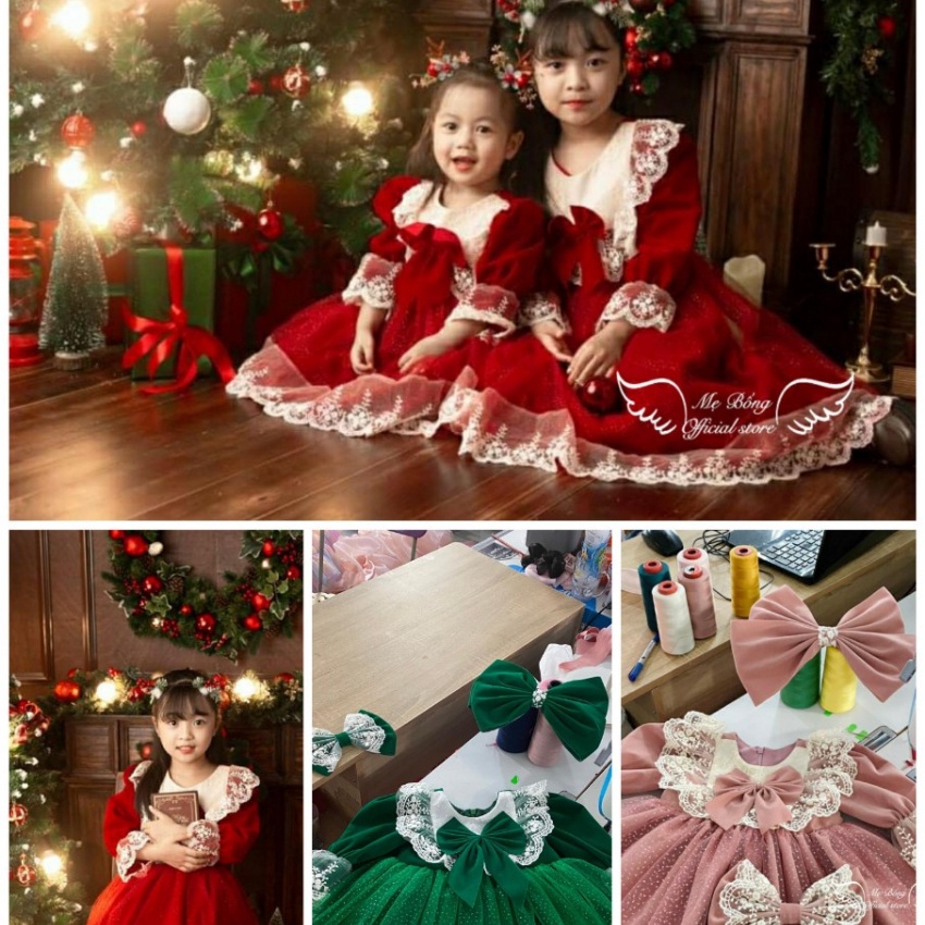 Đầm noel cho bé gái-Thời trang cho bé-váy công chúa cho bé gái,váy giáng sinh Váy TRẺ EM-Đầm BÉ GÁI-Mẹ BốngPrincess dres