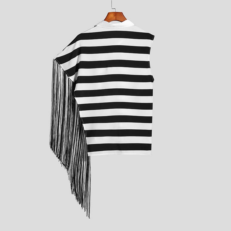 Incerun Áo Sơ Mi Không Tay Viền Tua Rua Kiểu Cách Thường Ngày Cho Nam Dự Tiệc