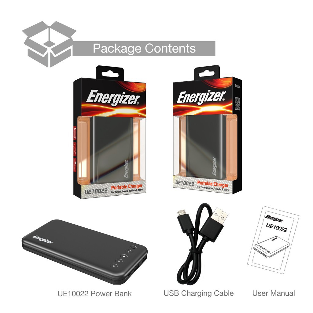 Sạc dự phòng Energizer 10000mAh - UE10022 (chính hãng, full box, nguyên seal)