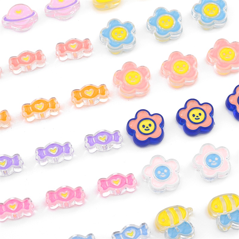 Hạt xỏ BEADIA bằng nhựa acrylic màu đỏ nhiều kiểu dáng dễ thương dùng làm trang sức diy