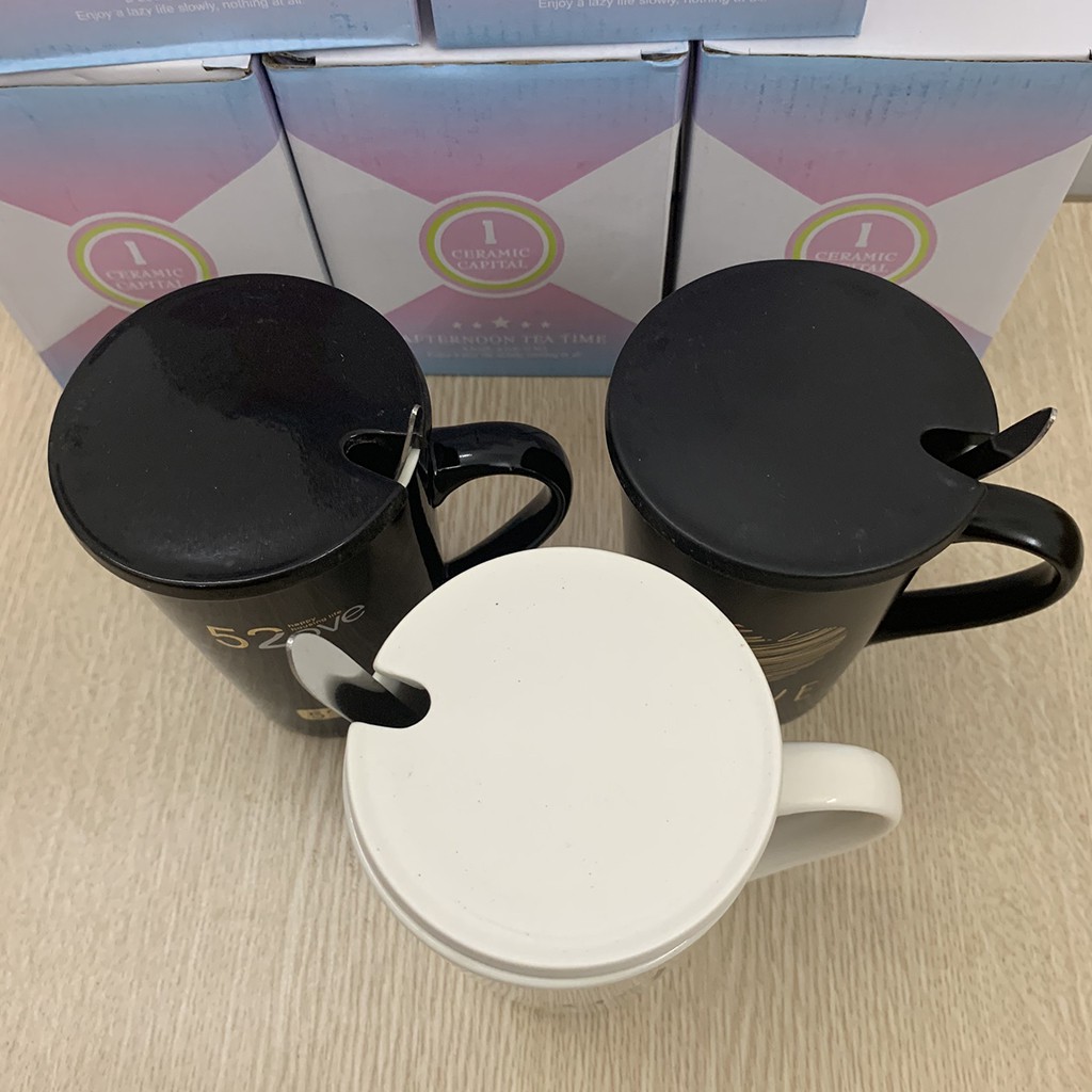 cốc sứ có nắp có thìa ảnh thật | BigBuy360 - bigbuy360.vn