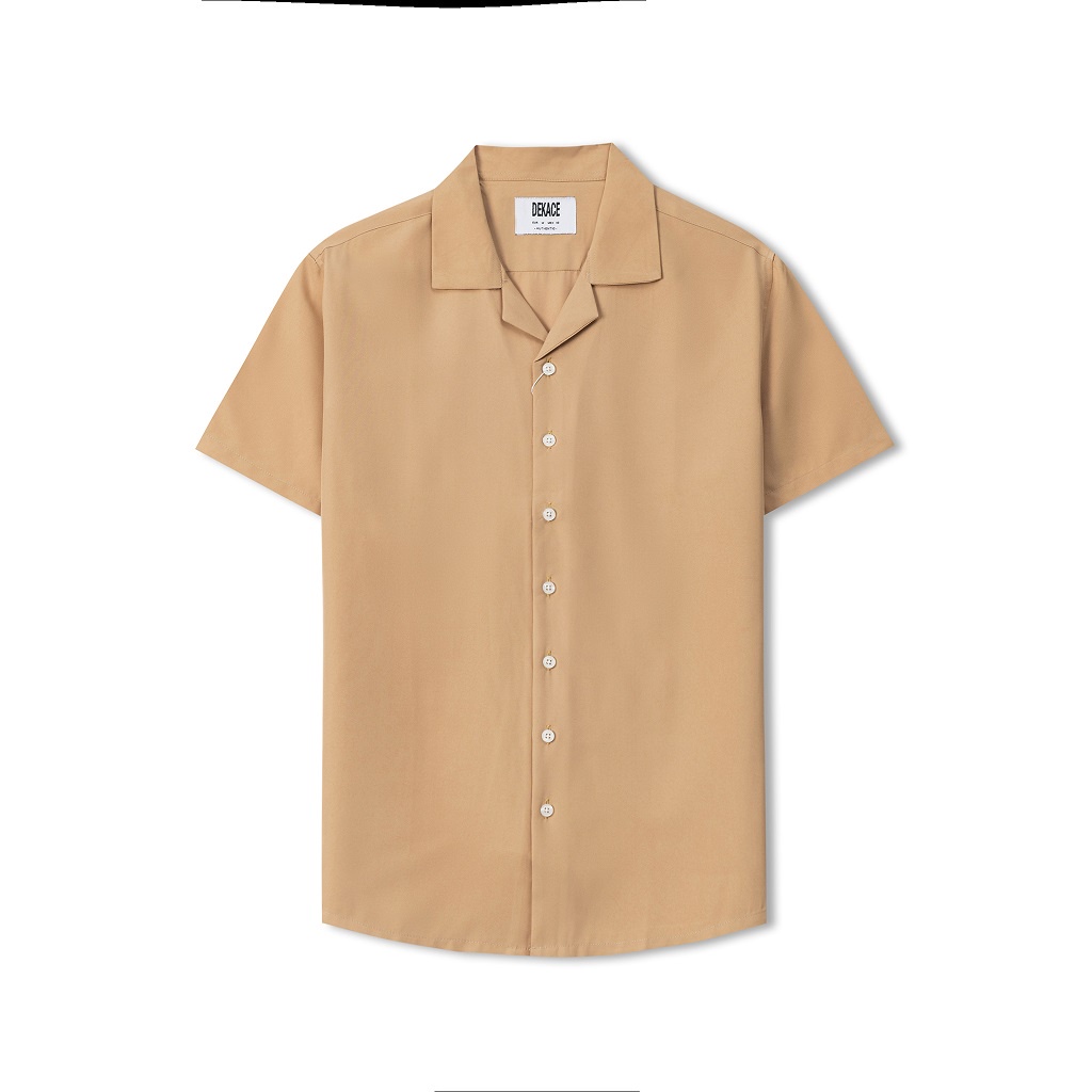 Áo Sơ Mi Nam Tay Ngắn Cổ Vest Cuban Shirt Vải Chéo Thái